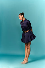 Navy blue shirt with skirt