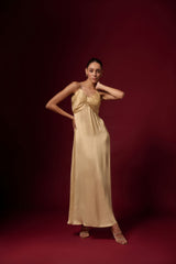 GOLDEN MODAL DRAPE LONG DRESS