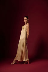 GOLDEN MODAL DRAPE LONG DRESS