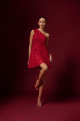 RED ONE SHOULDER DRESS