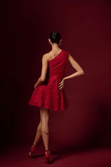 RED ONE SHOULDER DRESS