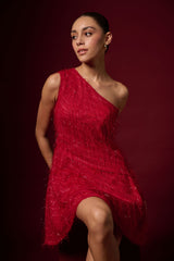 RED ONE SHOULDER DRESS