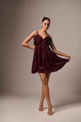 WINE  BOW NECK DRESS