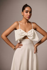 WHITE BOW MIDI LENGHT DRESS