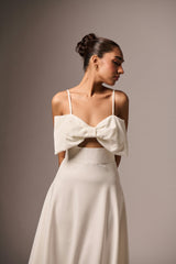 WHITE BOW MIDI LENGHT DRESS