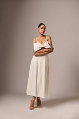 WHITE BOW MIDI LENGHT DRESS