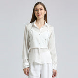 White Chiffon Shirt With Embellished Top