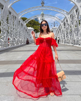 RED TULLE DRESS