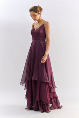 Wine layered Organza gown
