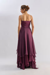 Wine layered Organza gown