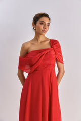 Red Drape Dress