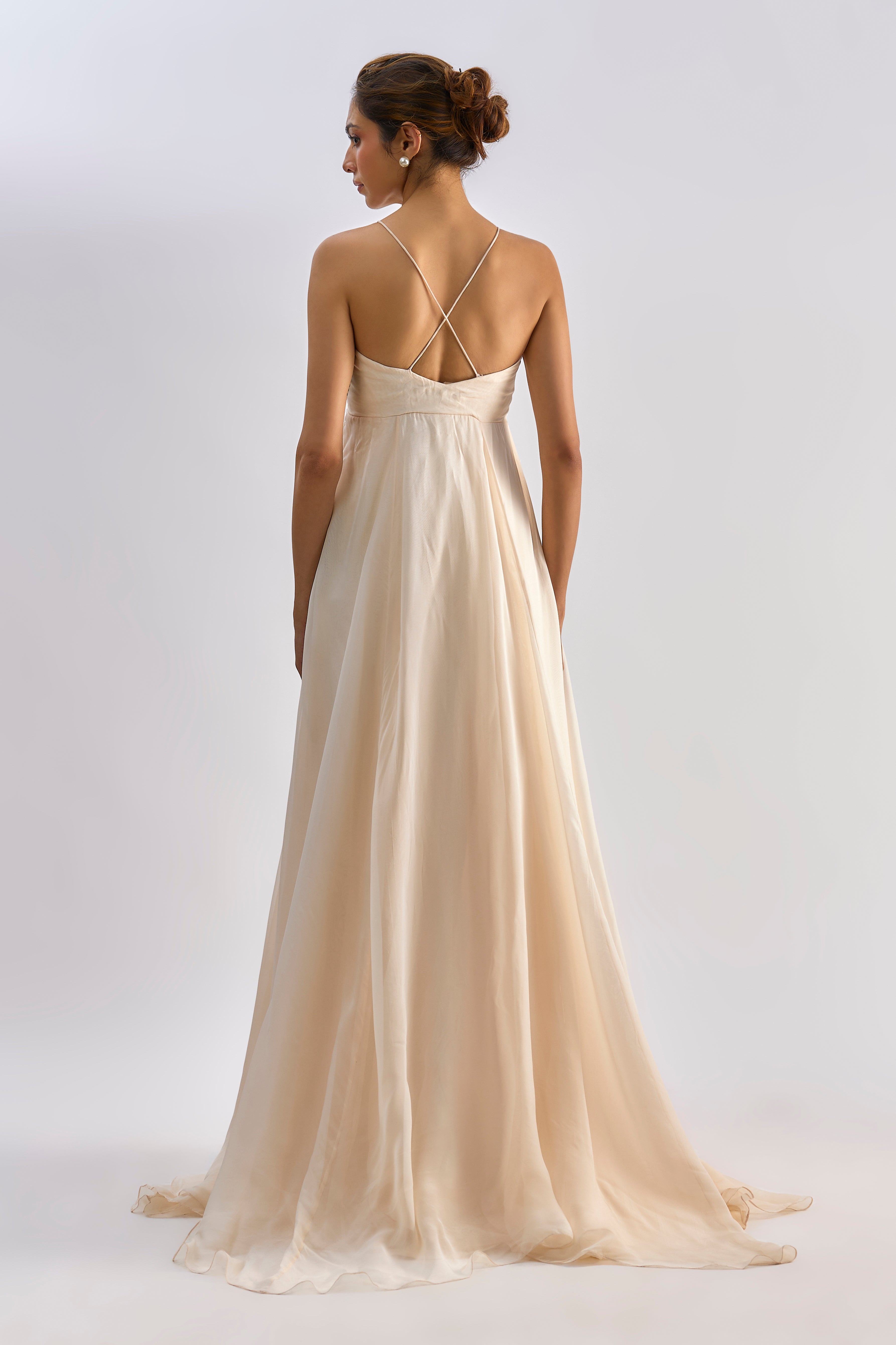 peach organza embellished Organza gown