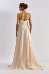 peach organza embellished Organza gown