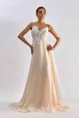 peach organza embellished Organza gown