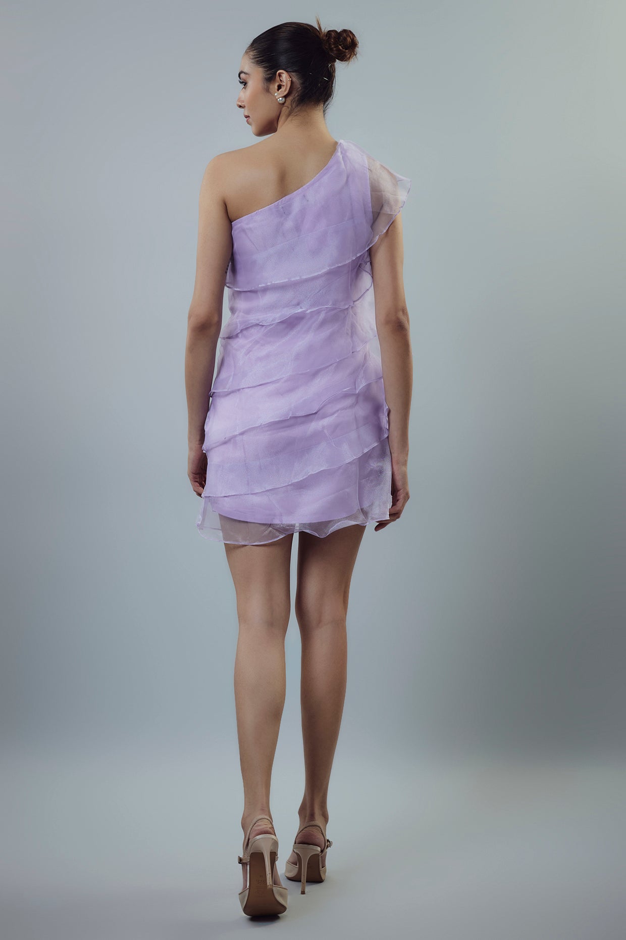 One Shoulder Layered Lilac Dress