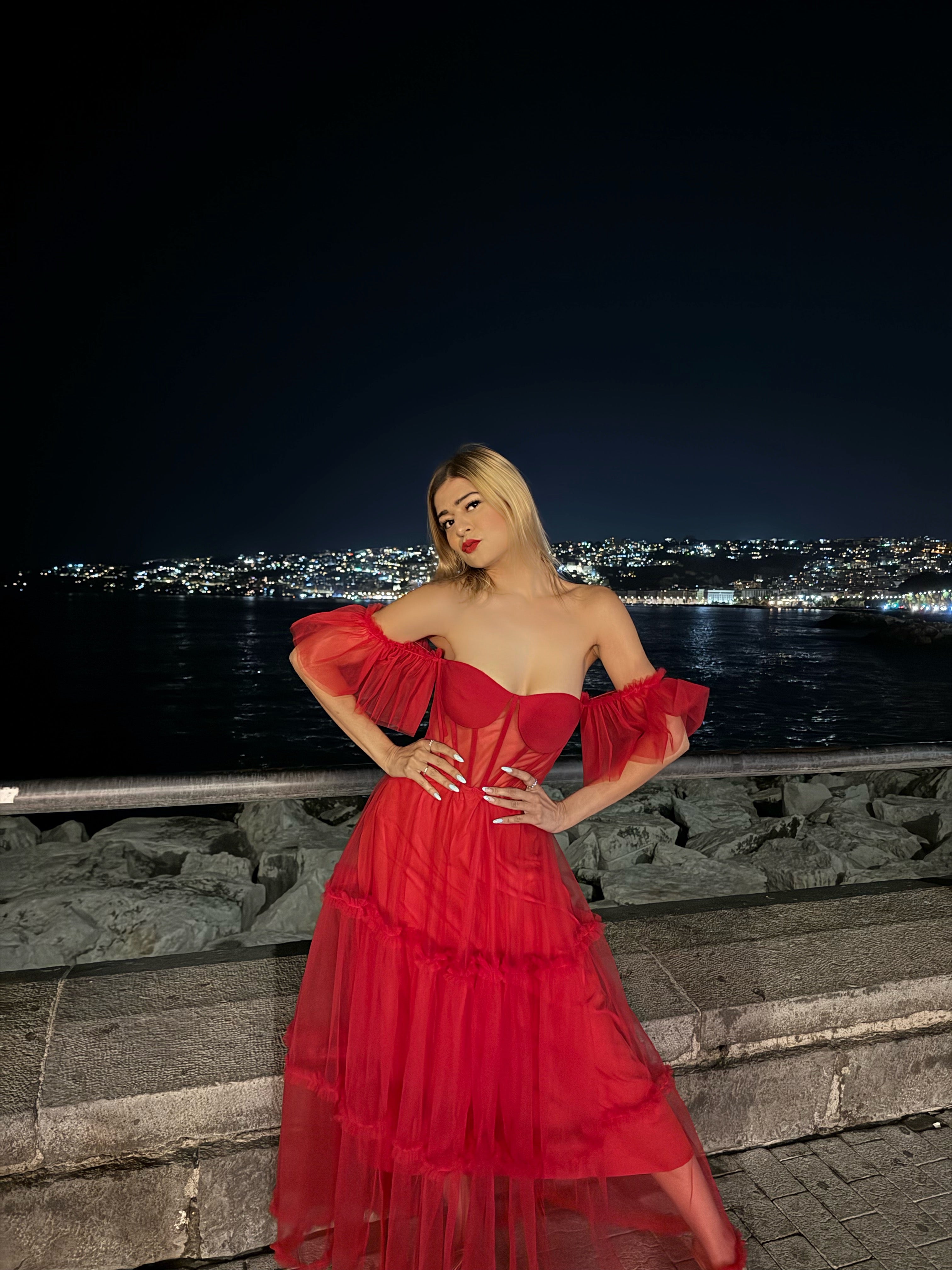 RED TULLE DRESS