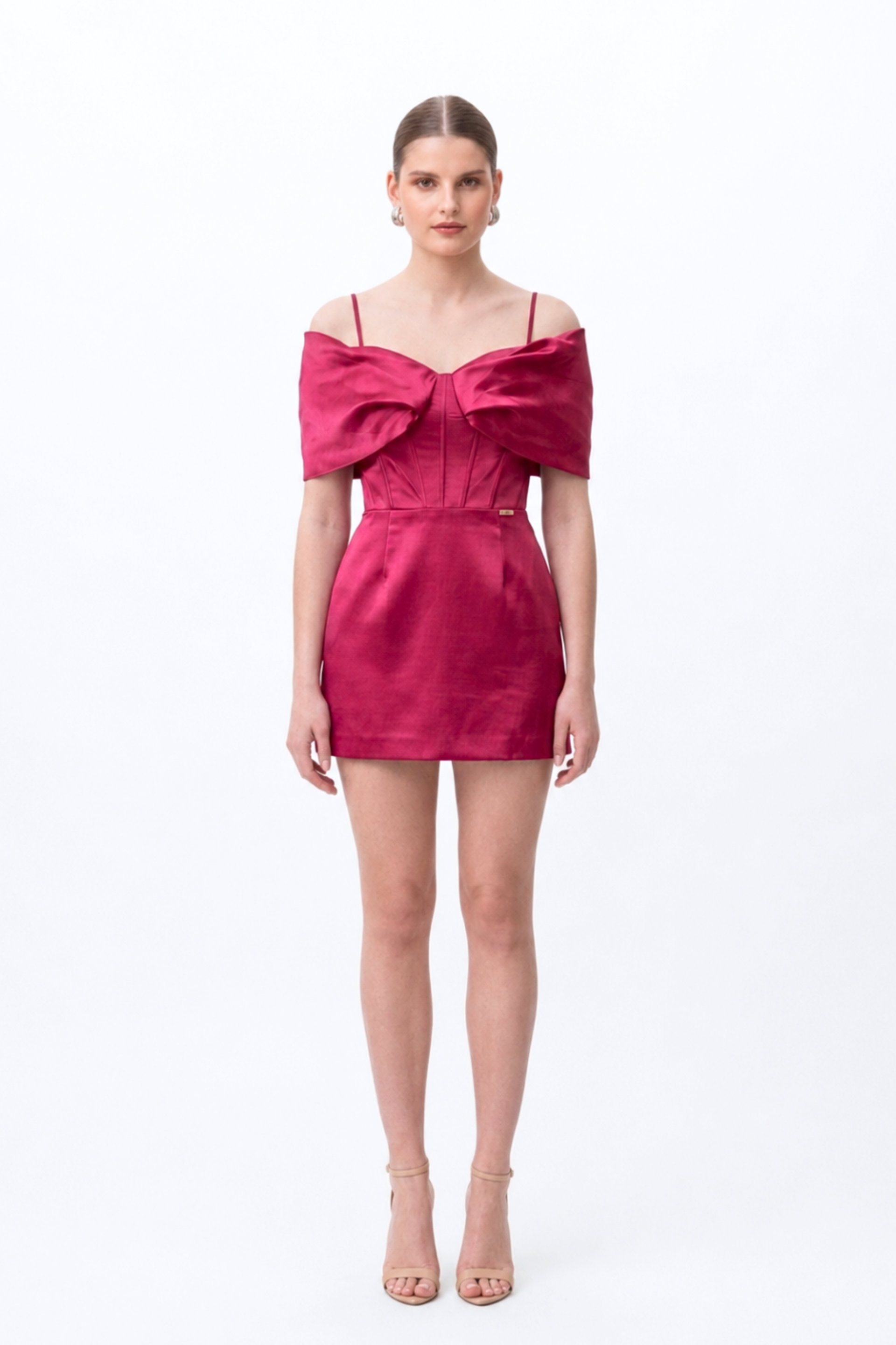 HOT PINK CORSET OFF- SHOULDER MINI DRESS