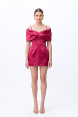 HOT PINK CORSET OFF- SHOULDER MINI DRESS