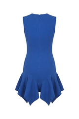 ELECTRIC BLUE FRILLED MINI DRESS