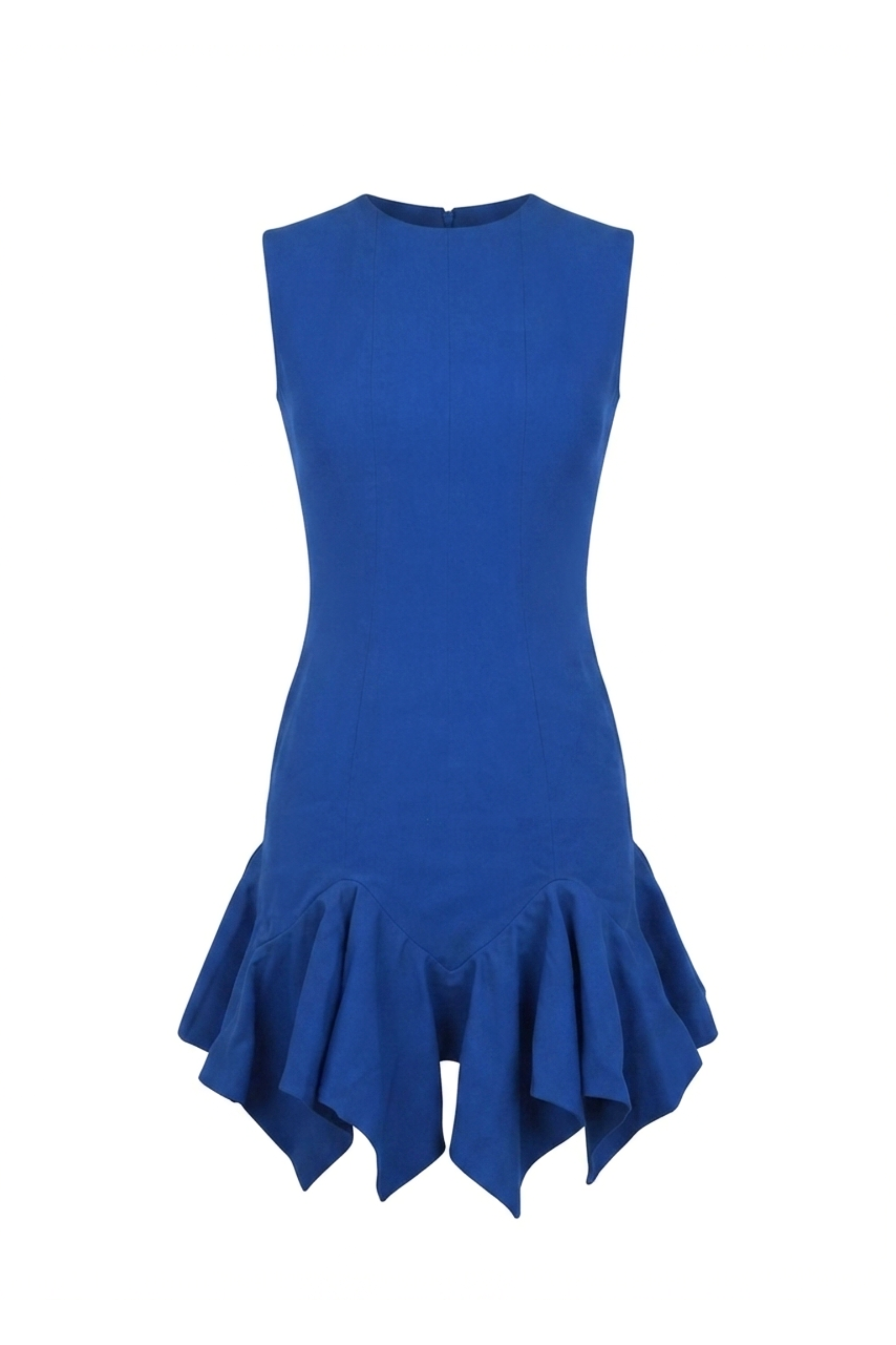 ELECTRIC BLUE FRILLED MINI DRESS