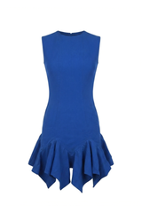 ELECTRIC BLUE FRILLED MINI DRESS