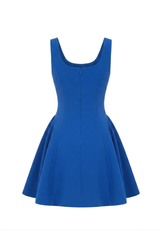ELECTRIC BLUE GATHERED WAIST MINI DRESS