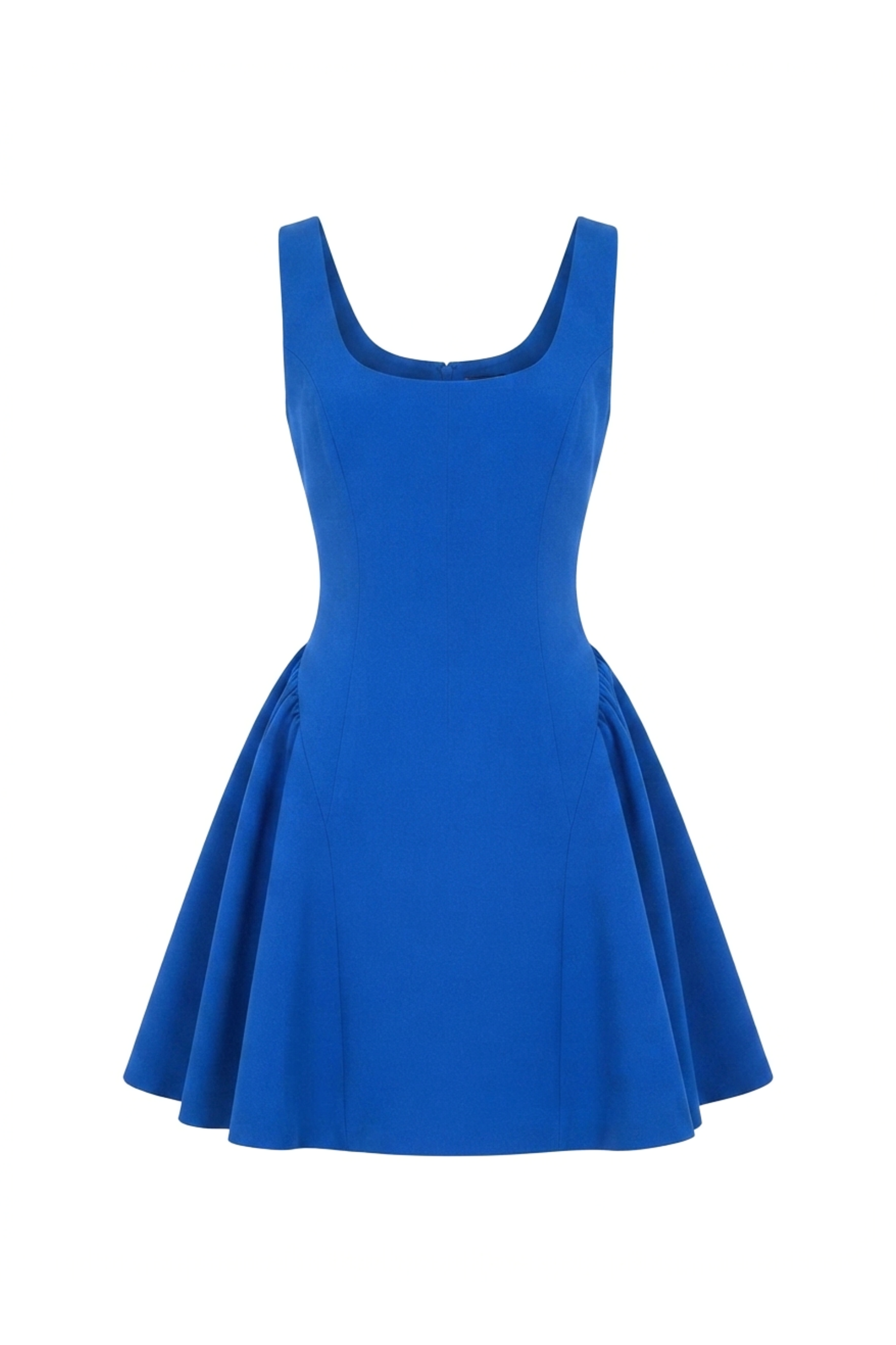 ELECTRIC BLUE GATHERED WAIST MINI DRESS
