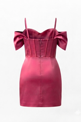 HOT PINK CORSET OFF- SHOULDER MINI DRESS