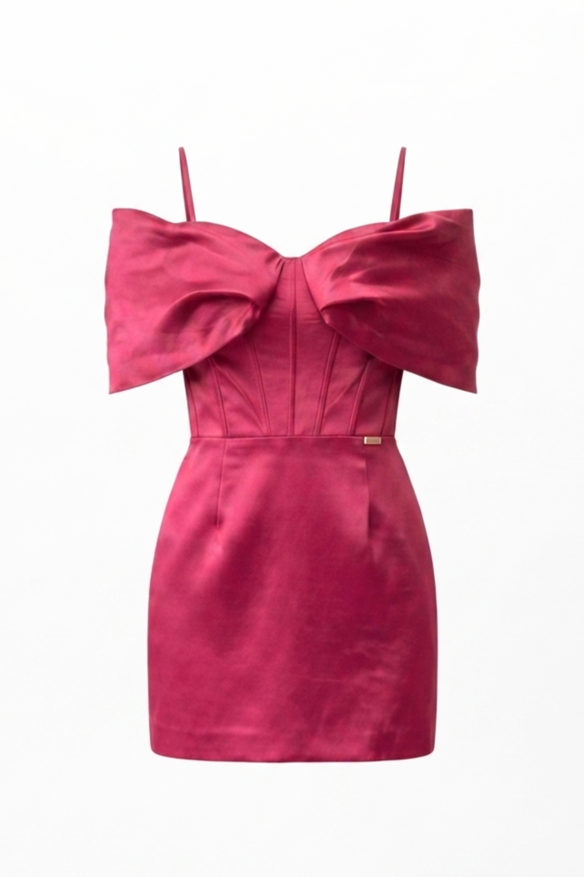HOT PINK CORSET OFF- SHOULDER MINI DRESS