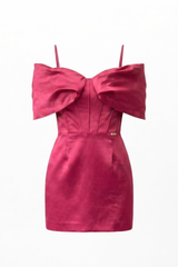 HOT PINK CORSET OFF- SHOULDER MINI DRESS