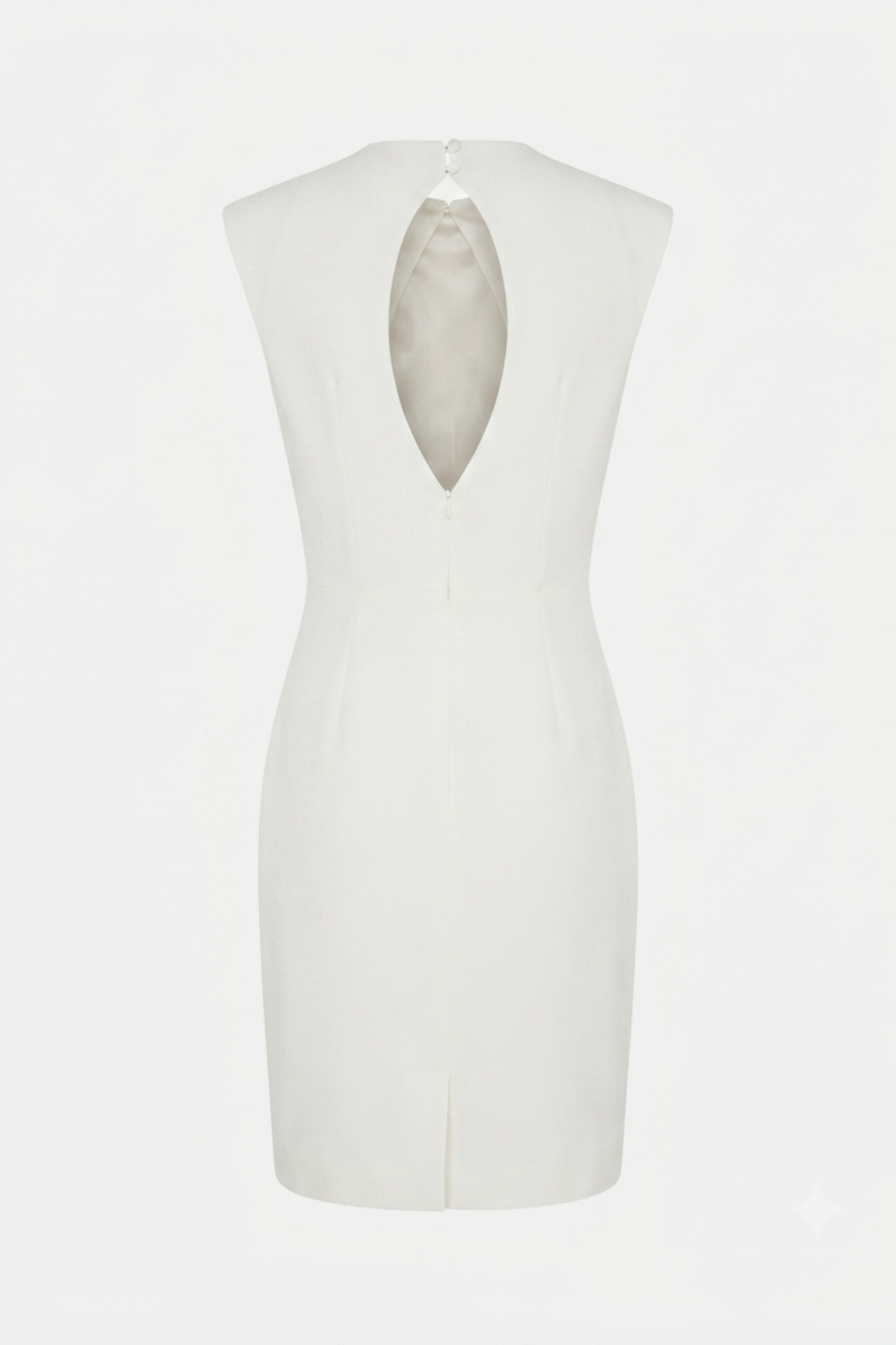 WHITE SLEEVELESS DRAPE DRESS