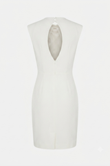WHITE SLEEVELESS DRAPE DRESS