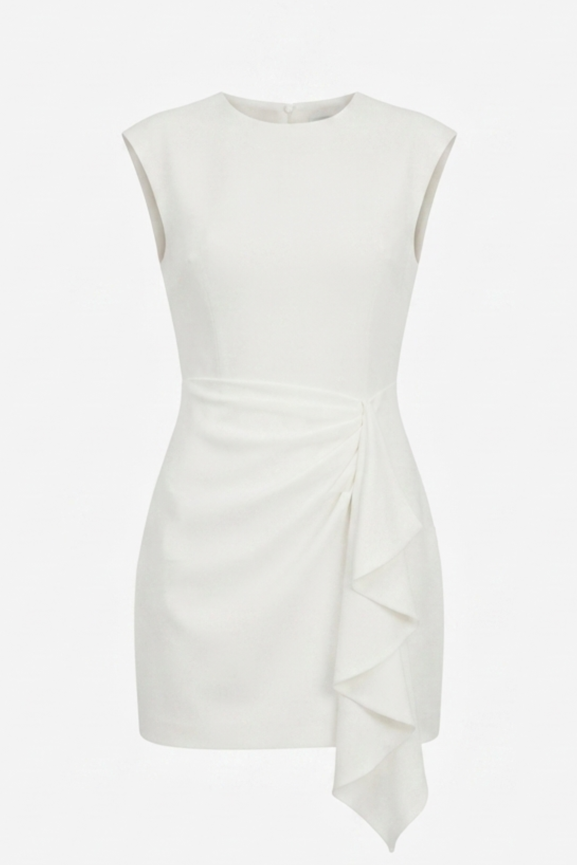 WHITE SLEEVELESS DRAPE DRESS
