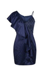NAVY BLUE EMBELLISHED MINI DRESS