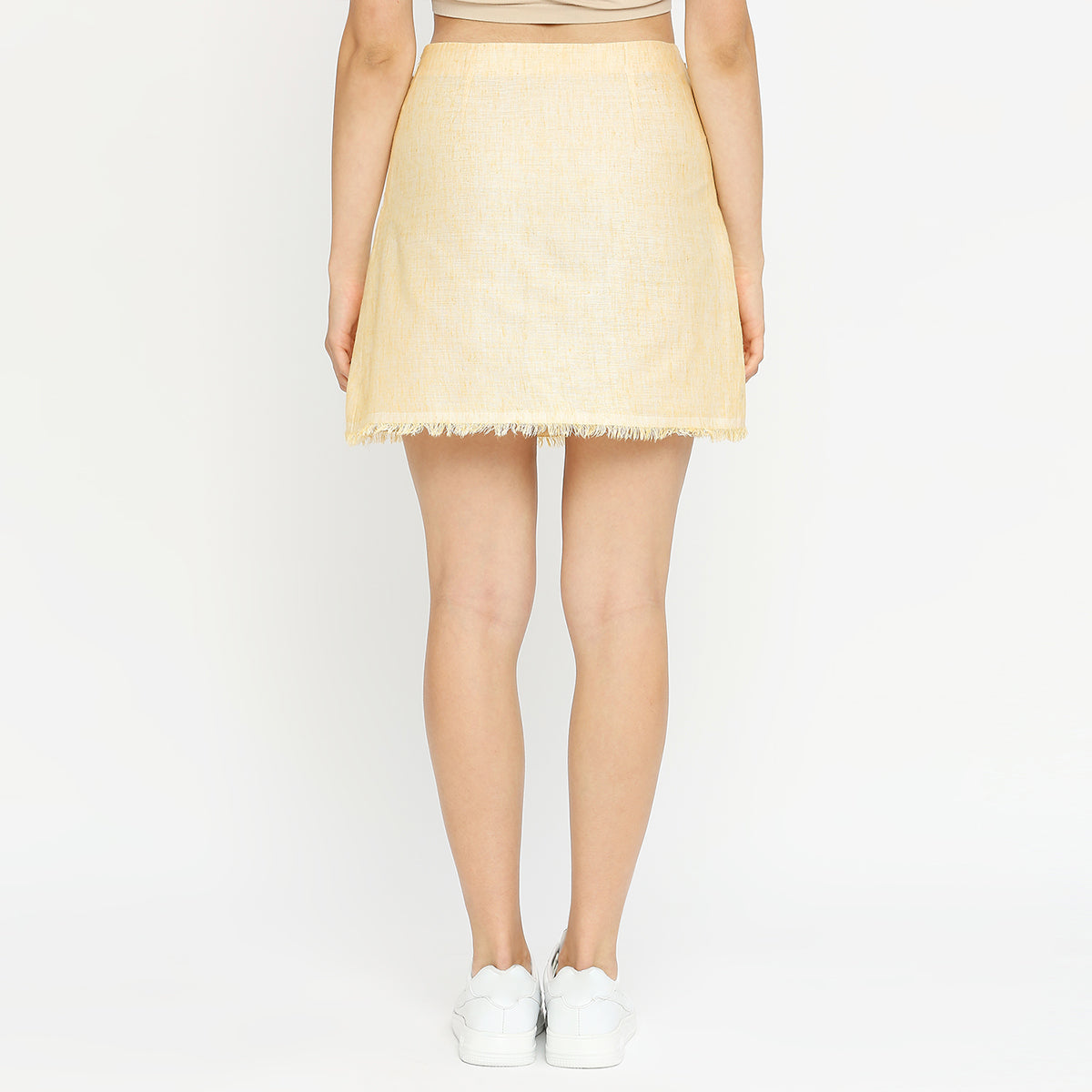 YELLOW COTTON PATCH POCCKET SKIRT