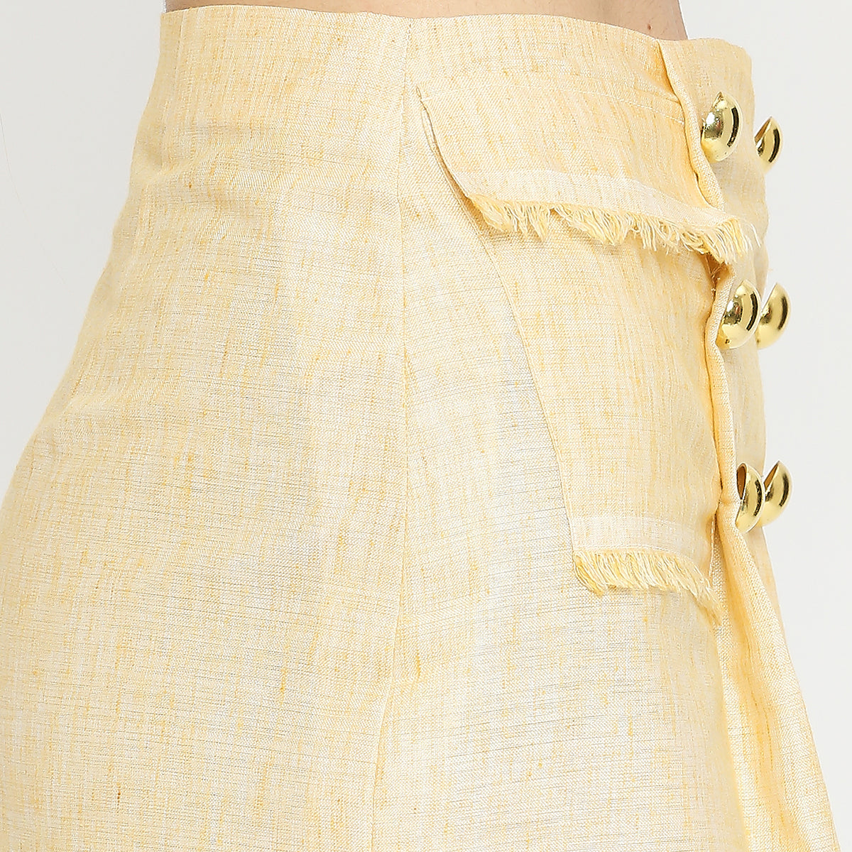 YELLOW COTTON PATCH POCCKET SKIRT