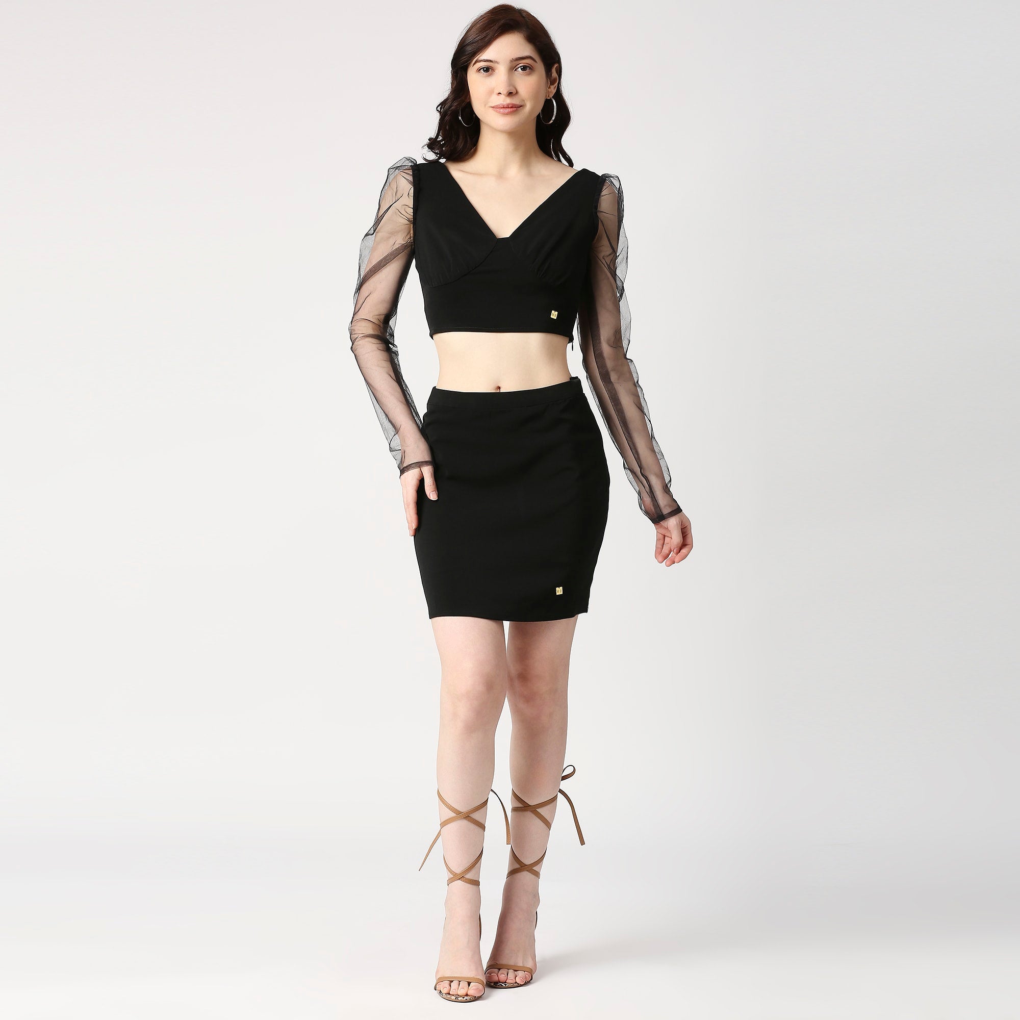 Crop top 2025 pencil skirt set