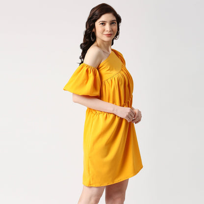 ASYMETRIC GATHERED DRESS