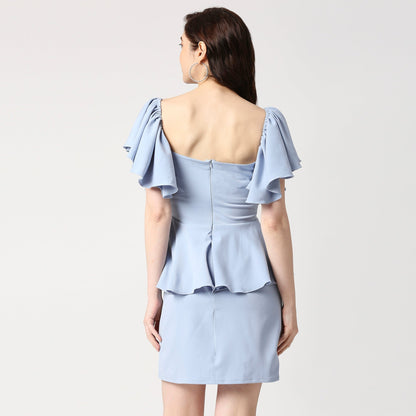 POWDER BLUE RUFFLE DRESS