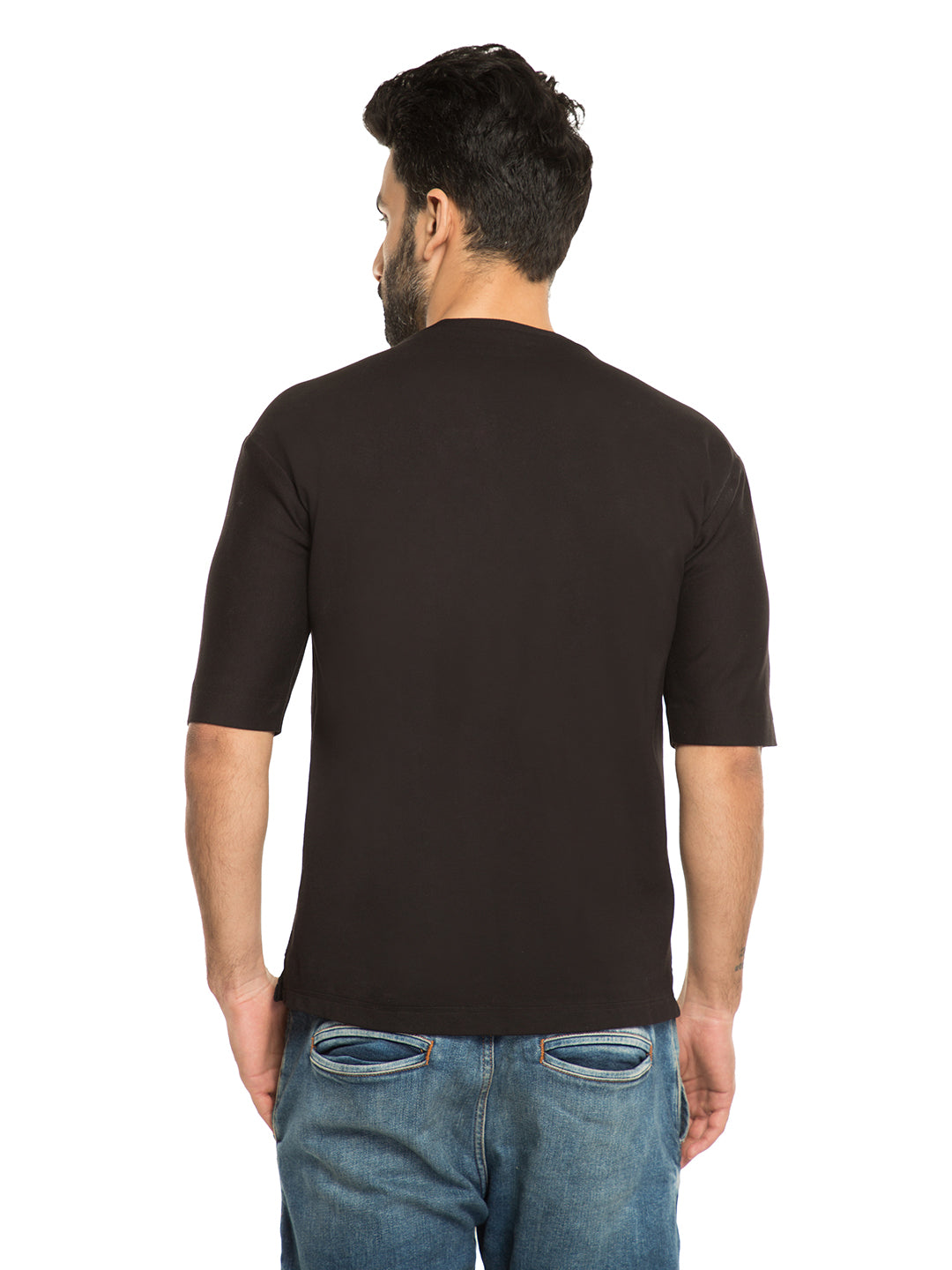 BLACK T-SHIRT WITH ZIP DETAIL