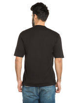 BLACK T-SHIRT WITH RED STRIPE DETAIL