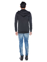 BLACK HOODIE JACKET AND T-SHIRT WITH CONTRAST POCKET