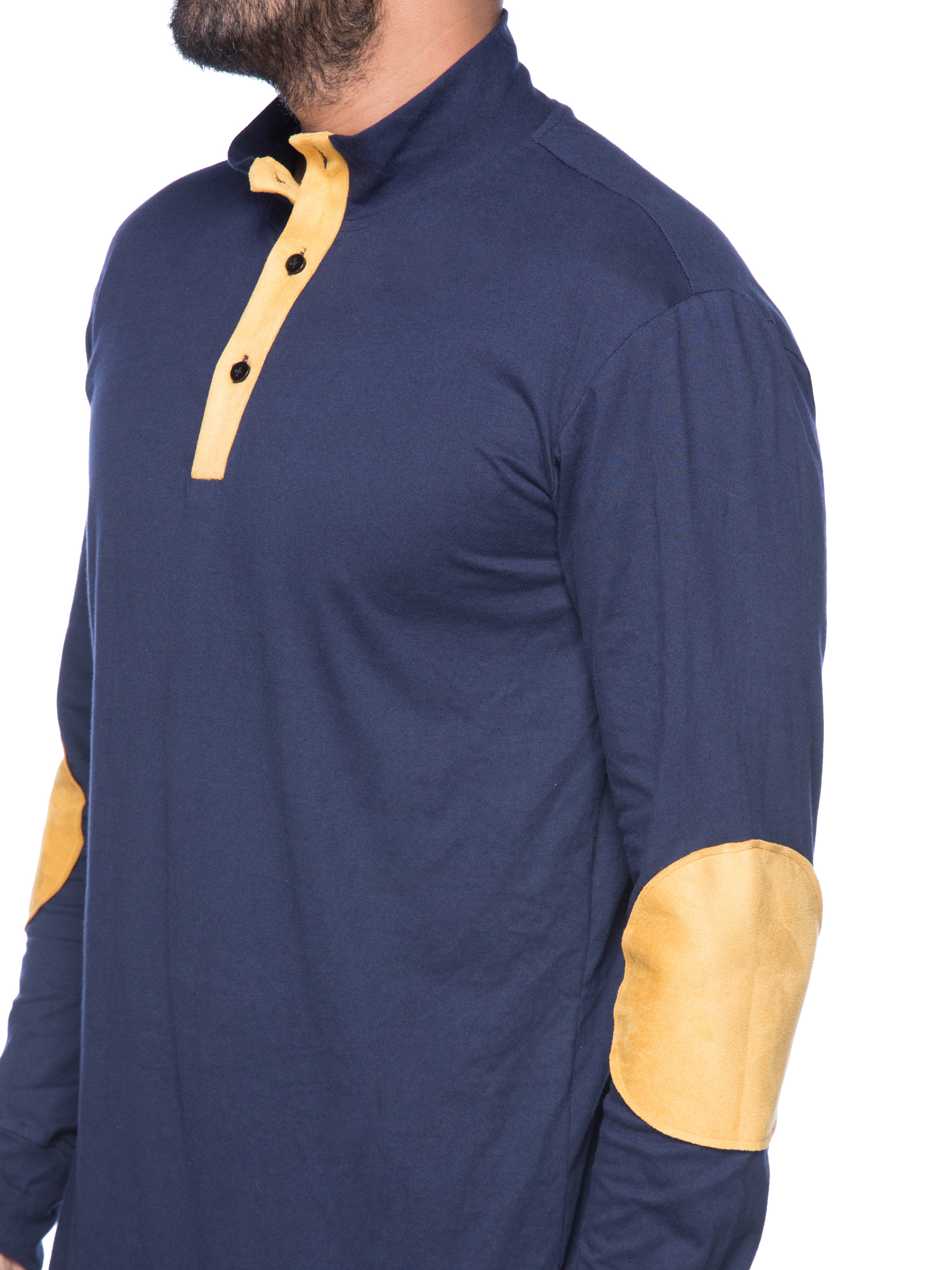BLUE T-SHIRT WITH ELBOW PATCH