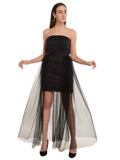 SHEER A -LINE SKIRT WITH NET