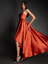 RUST SOLID GOWN DRESS