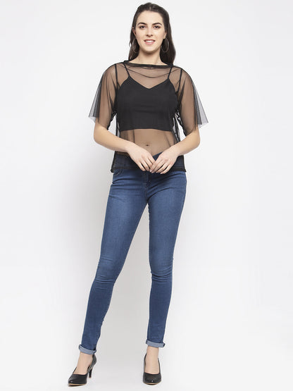 BLACK TOP WITH SLIP