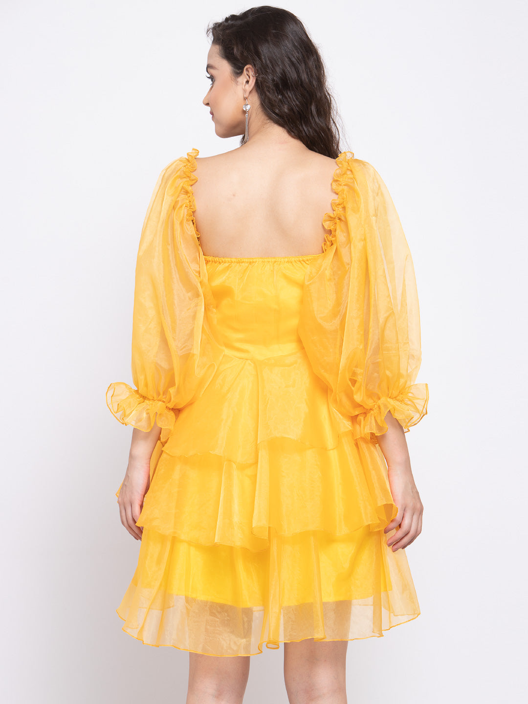 Yellow Three Layer Frill Frock