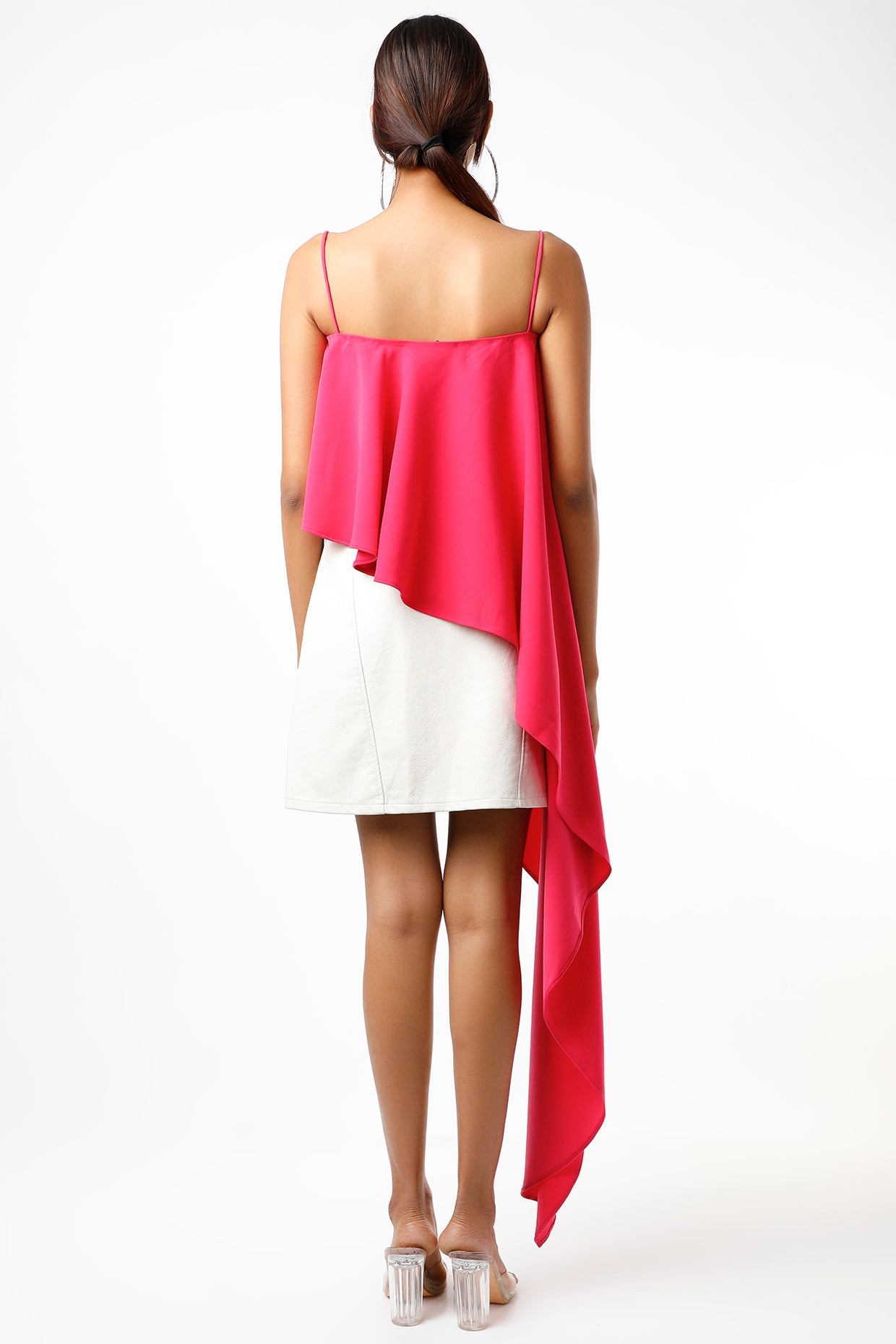 HOT PINK ONE SIDE DRAPE TOP