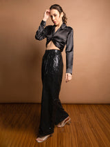 FRONT TWISTED TOP WITH SEQUINS PANT