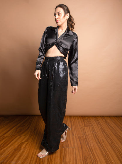 FRONT TWISTED TOP WITH SEQUENCE PANT